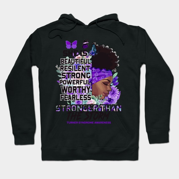 Turner Syndrome awareness black girl she is beautiful stronger than storm Support Gift Hoodie by Benjie Barrett